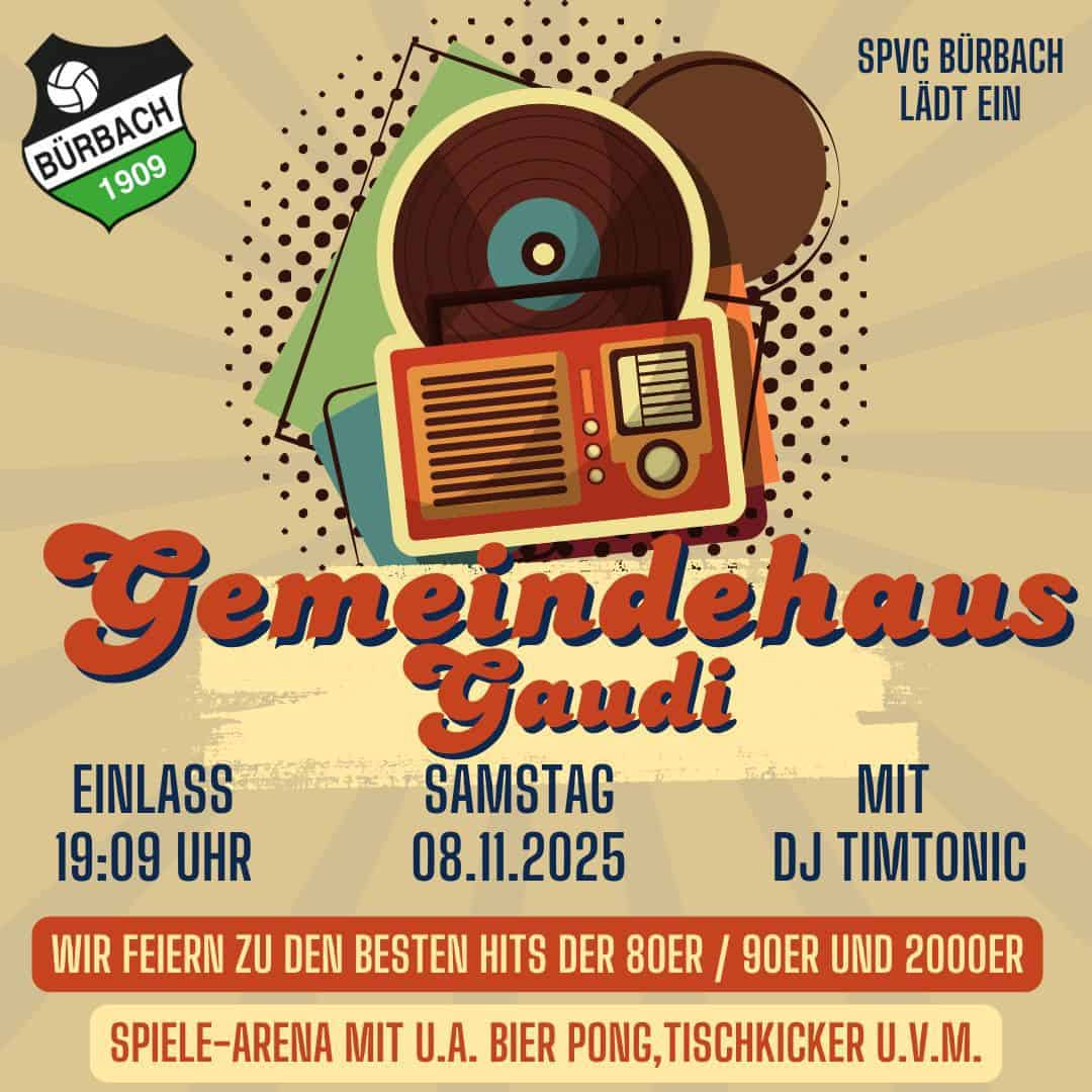 Gemeindehaus-Gaudi 2025 – Das Herbstfest der Bürbacher Spielvereinigung!